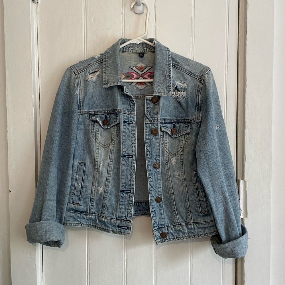 American Eagle Embroidered Denim Jacket